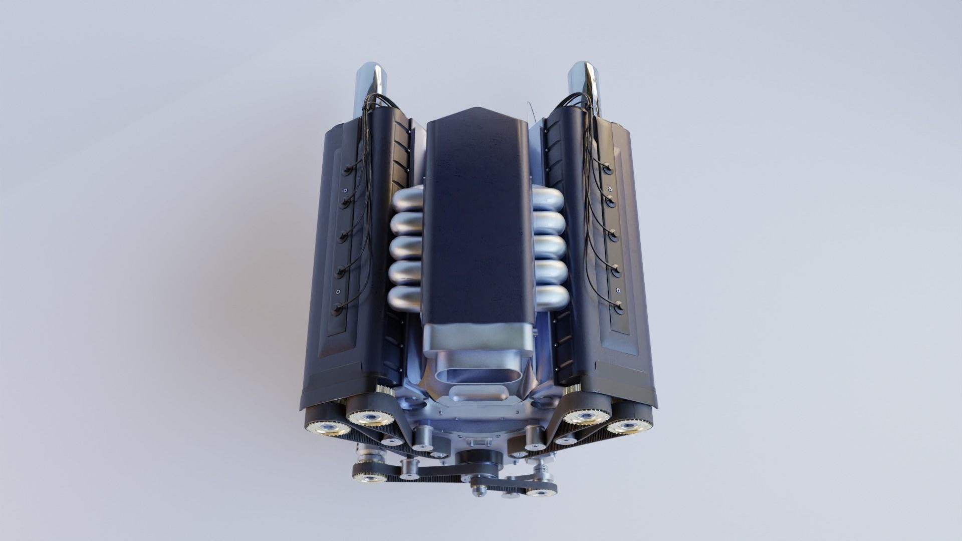 Highly-detailed V10 Engine 3D Model with Realistic Textures 3D model_3