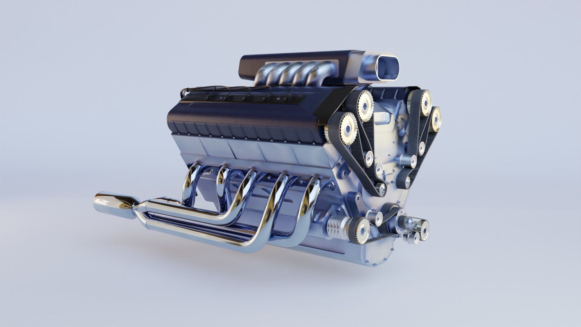 Highly-detailed V10 Engine 3D Model with Realistic Textures 3D model_2