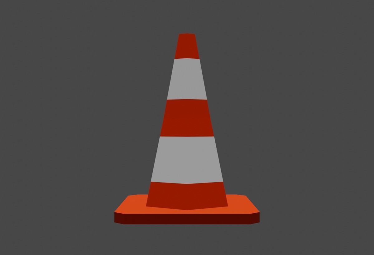 traffic cone Low-poly 3D model_1