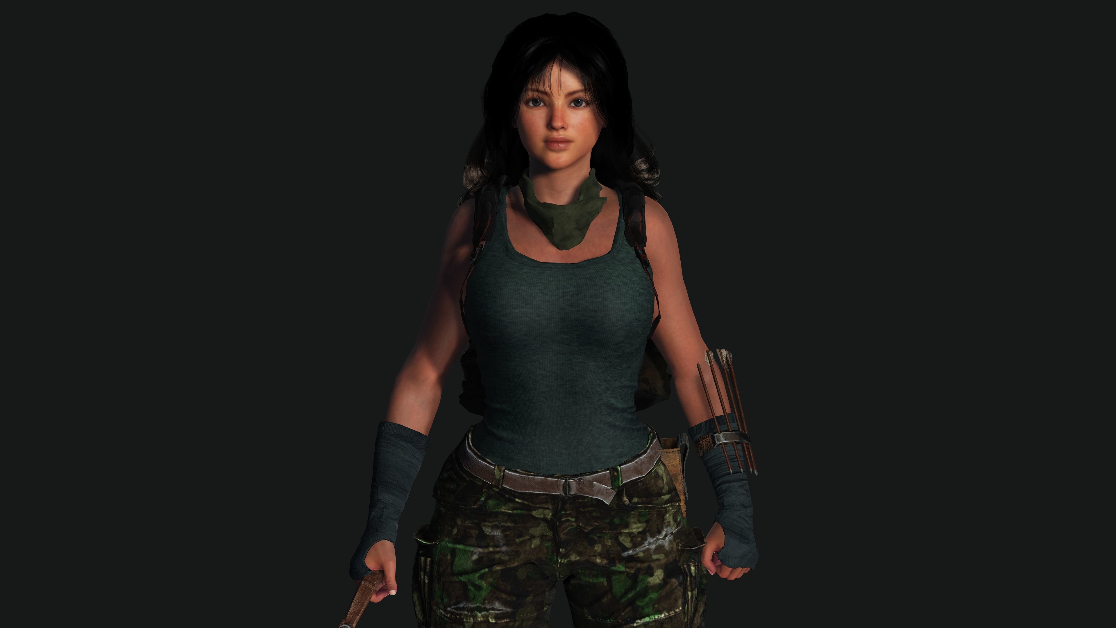 3D FEMALE APOCALYPSE SURVIVAL ALICE-REALISTIC RIG GAME CHARACTER Low-poly 3D model_19