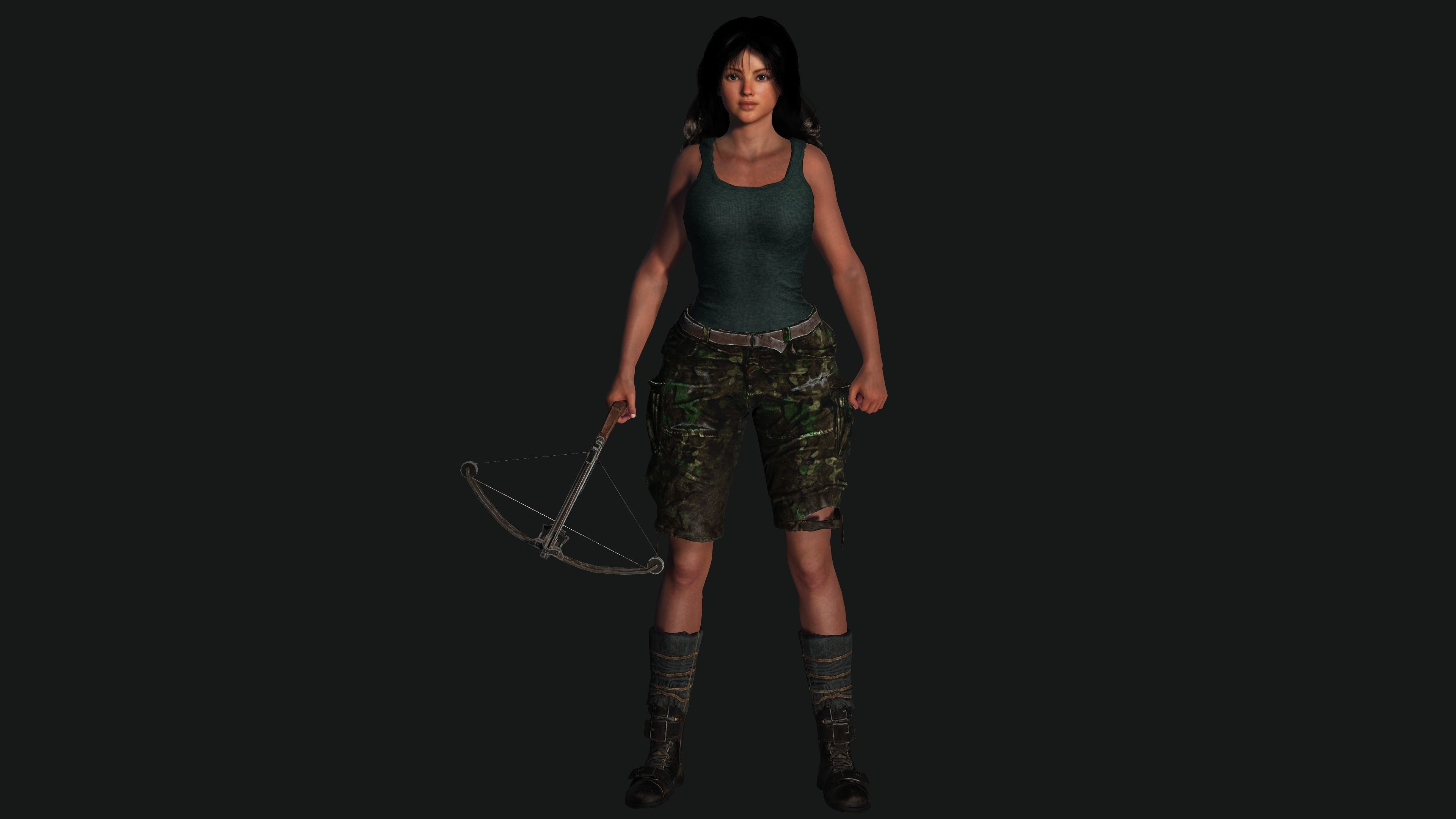 3D FEMALE APOCALYPSE SURVIVAL ALICE-REALISTIC RIG GAME CHARACTER Low-poly 3D model_14