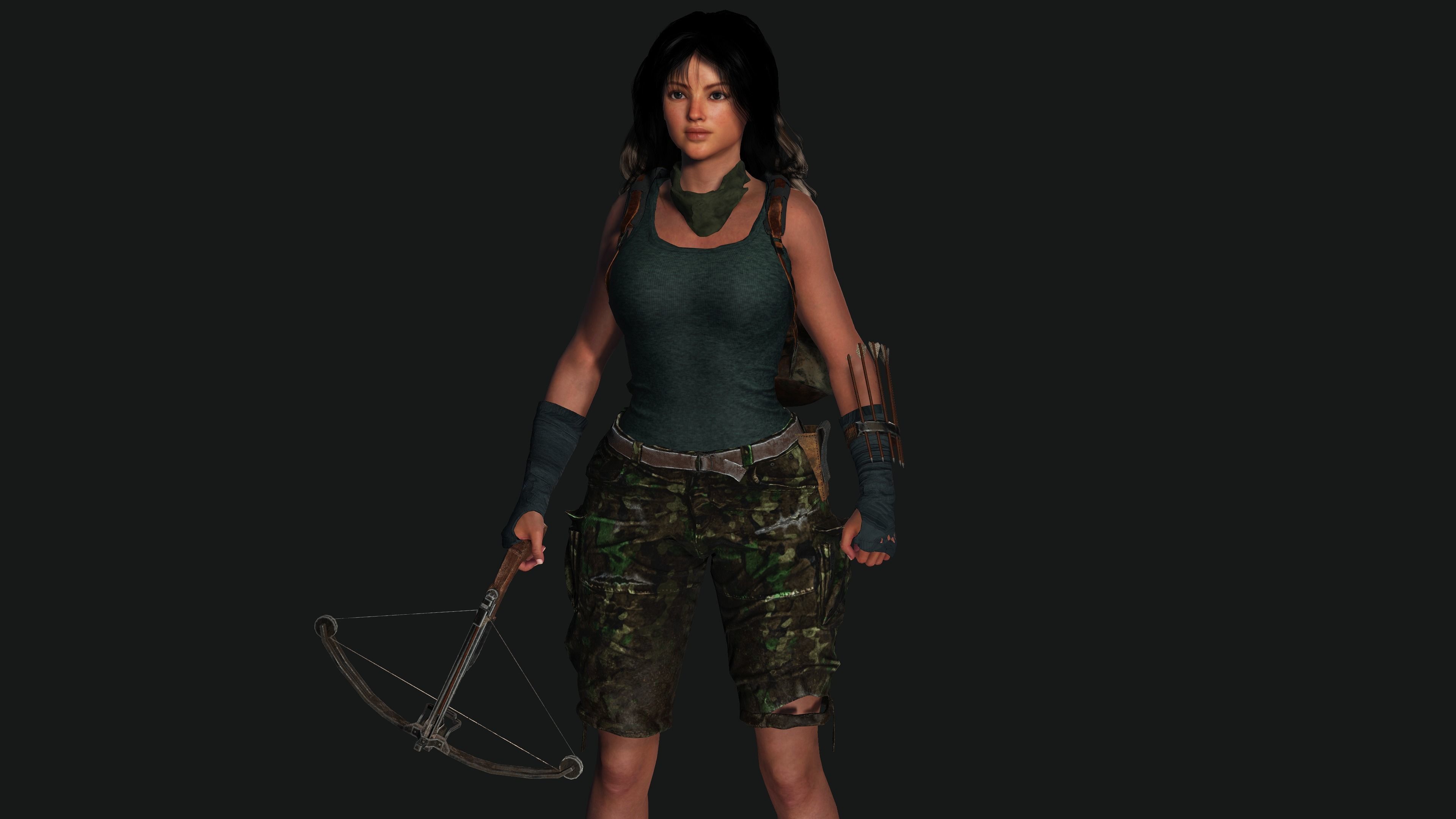 3D FEMALE APOCALYPSE SURVIVAL ALICE-REALISTIC RIG GAME CHARACTER Low-poly 3D model_7