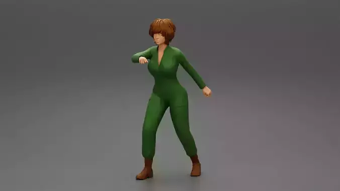 woman mechanic worker in suit standing and holding