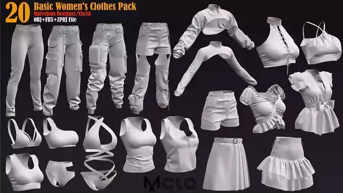 20 Basic Women Clothes Pack