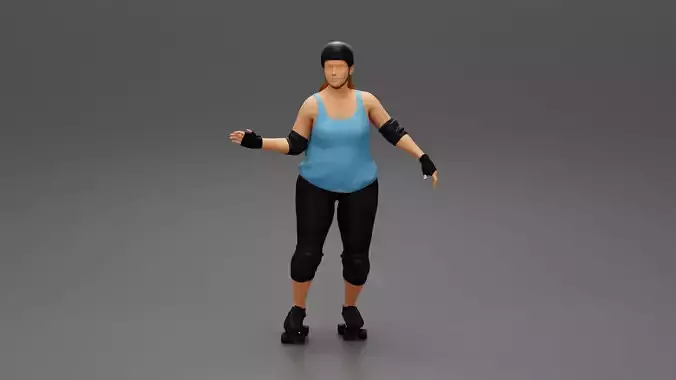 overweight derby girl roller skating