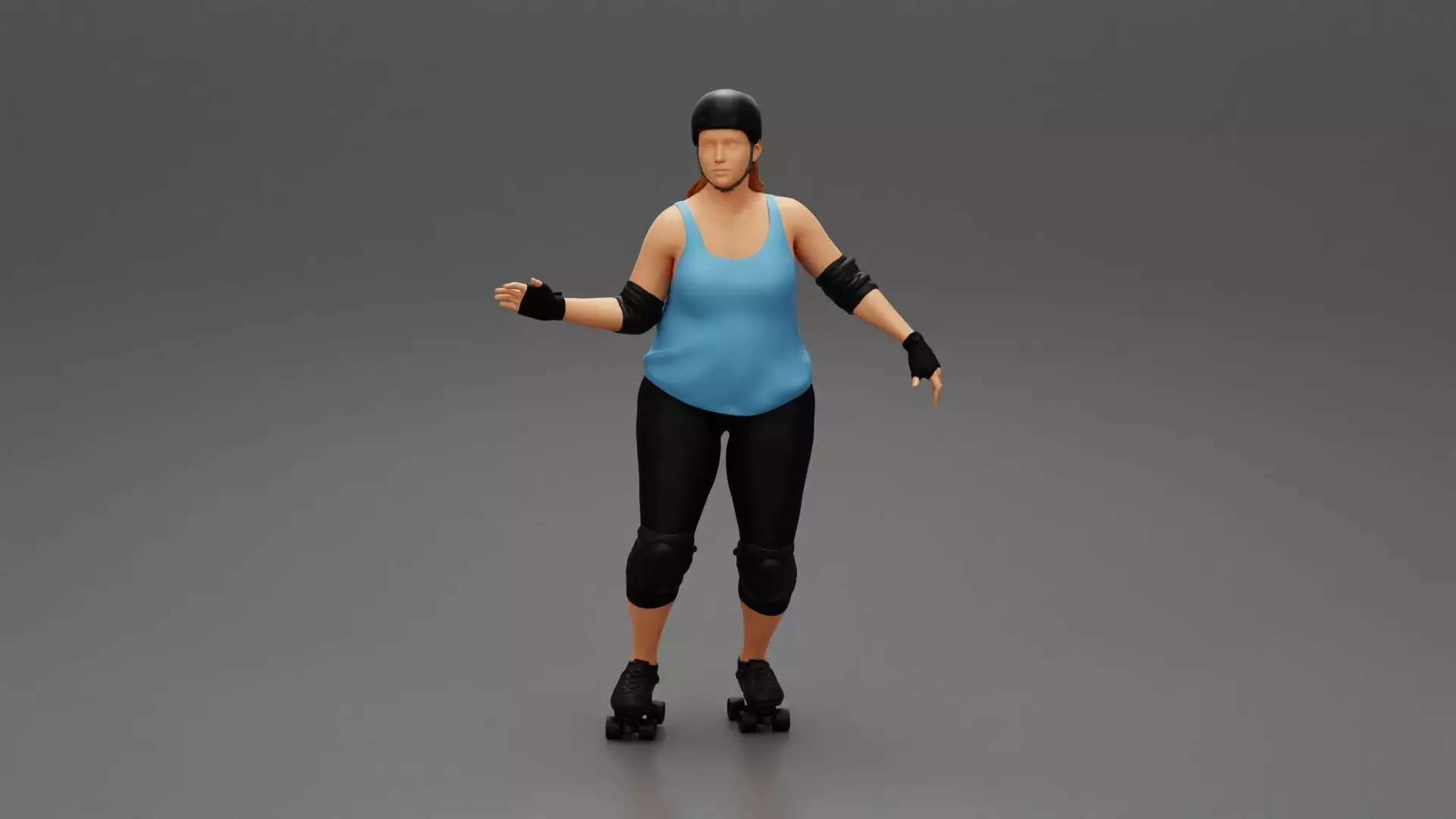 overweight derby girl roller skating 3D print model
