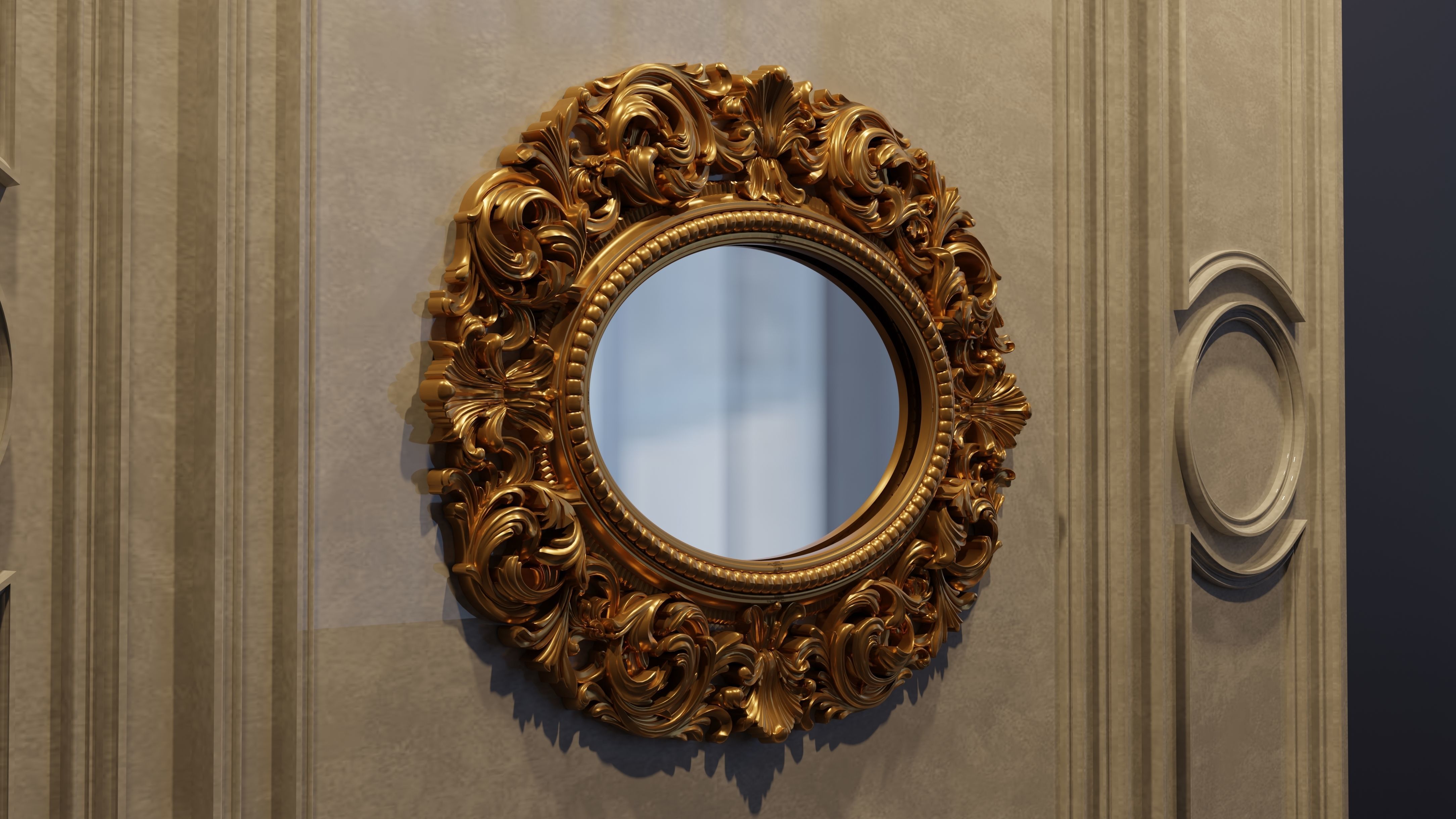 3D Mirror Photo Frame STL file for CNC and Interior decoration 3D model_4