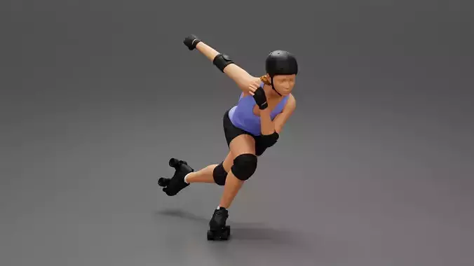 derby girl speed skating around the bend fast 