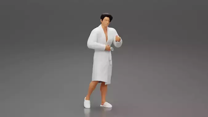 Man in bathrobe standing