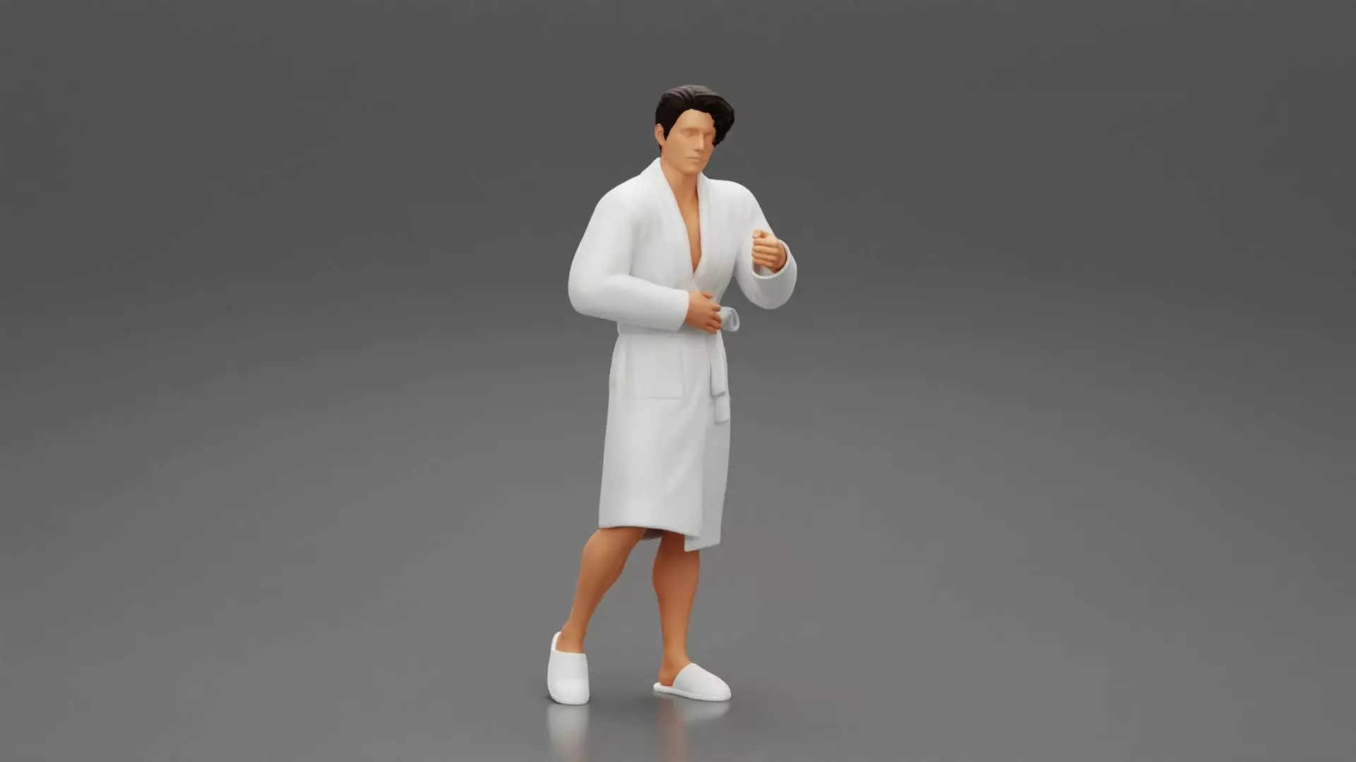 Man in bathrobe standing 3D print model