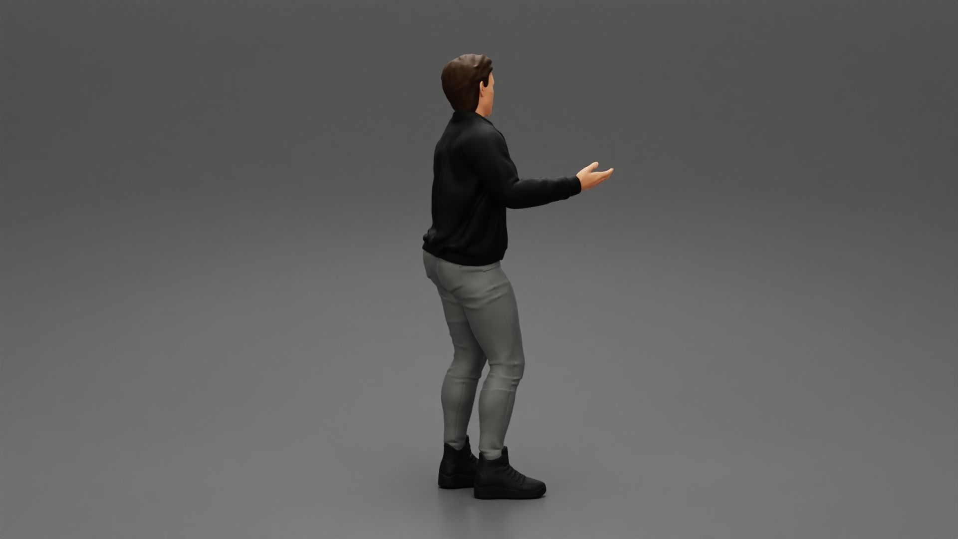 young man standing and explaining with hands 3D print model_2