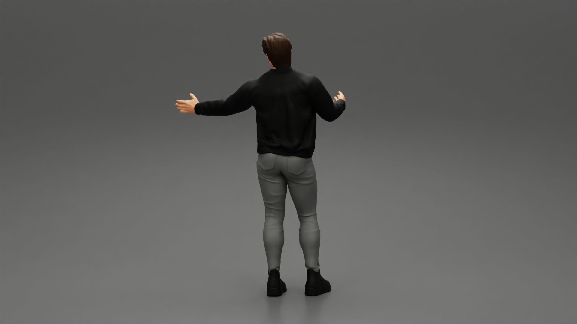 young man standing and explaining with hands 3D print model_3