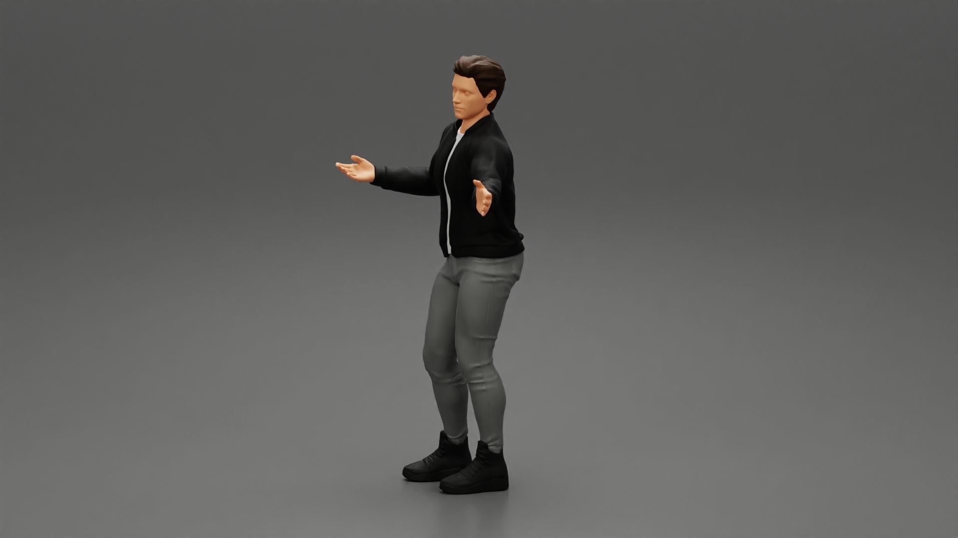 young man standing and explaining with hands 3D print model_5