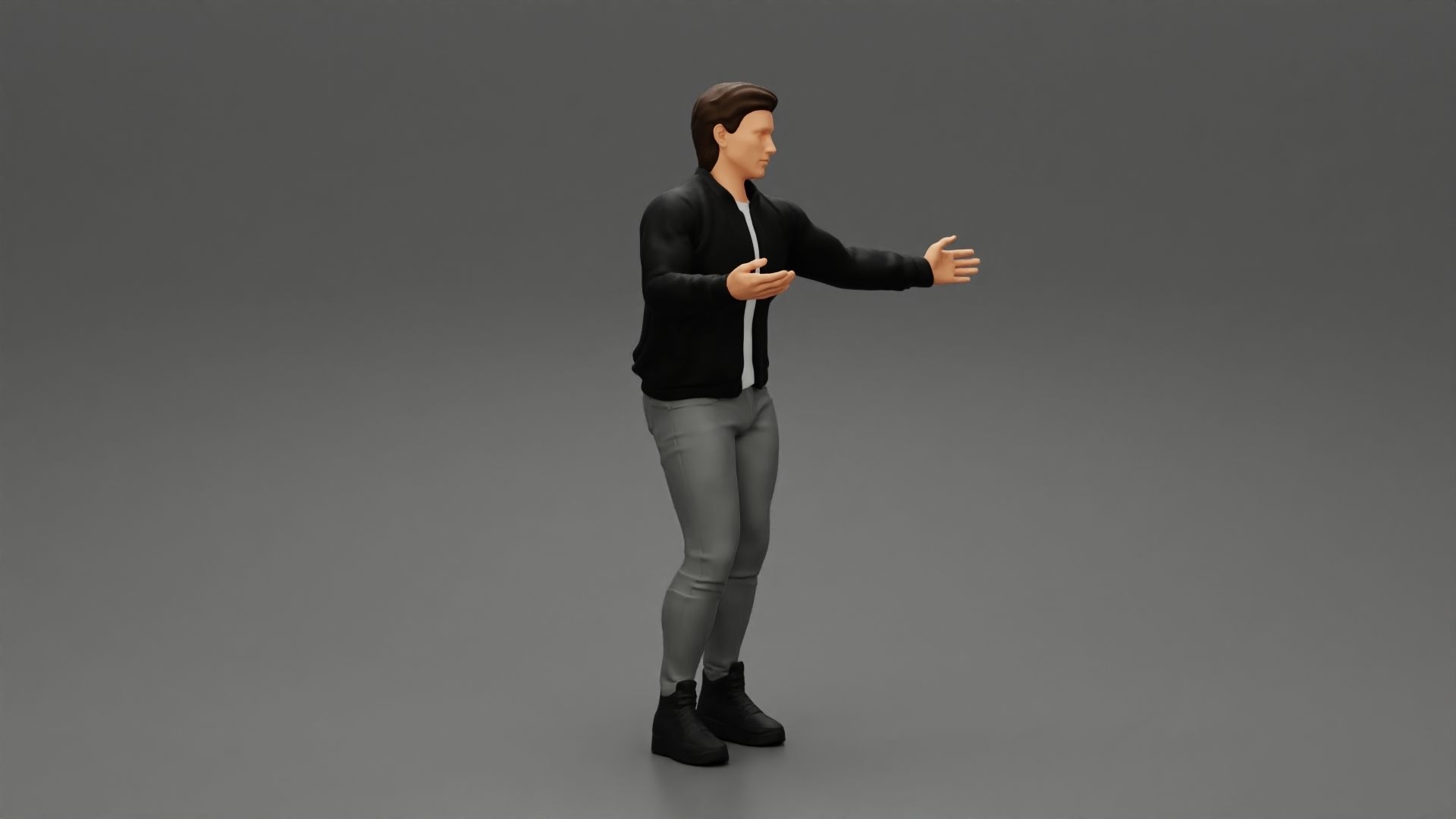 young man standing and explaining with hands 3D print model_1