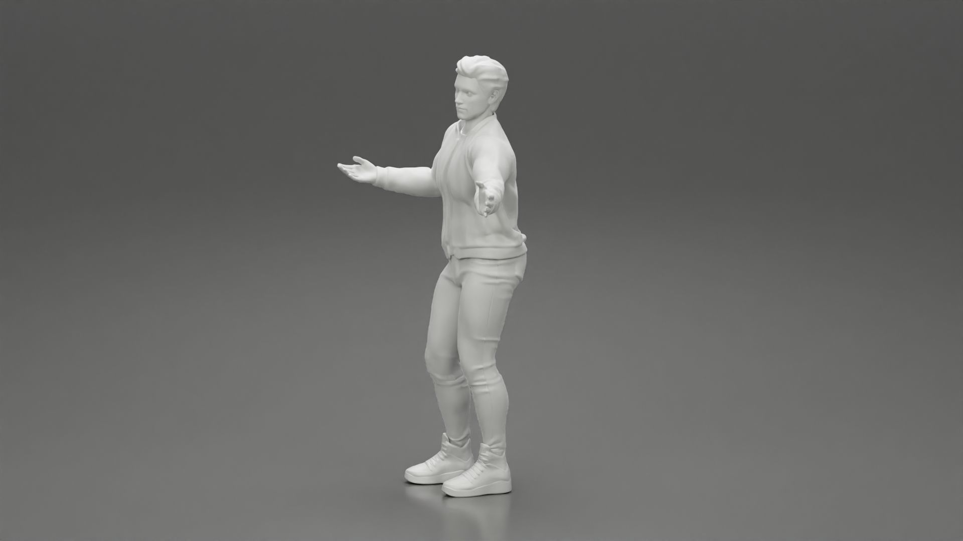 young man standing and explaining with hands 3D print model_11