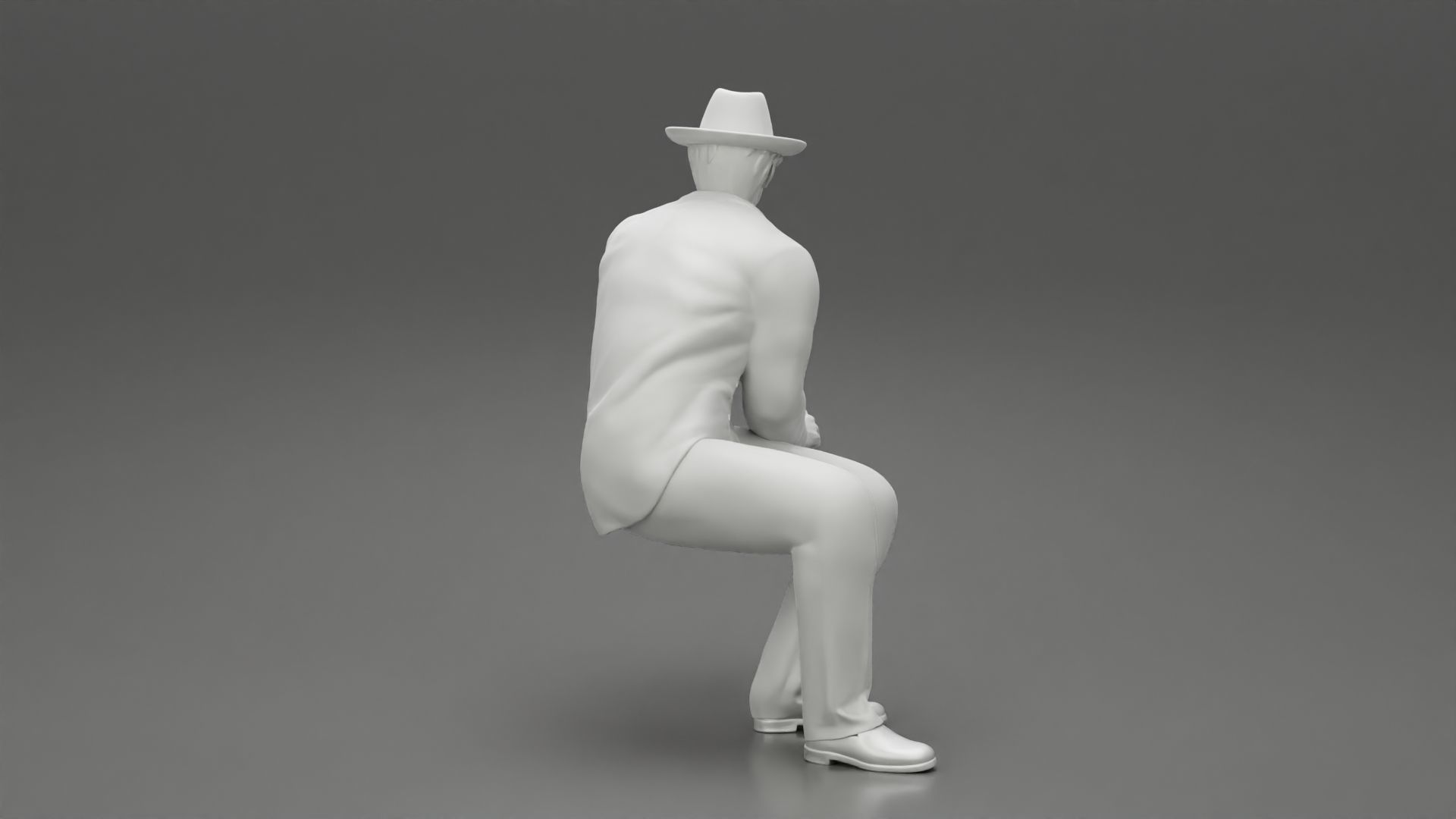 businessman in hat sitting and holding briefcase of money  3D print model_20