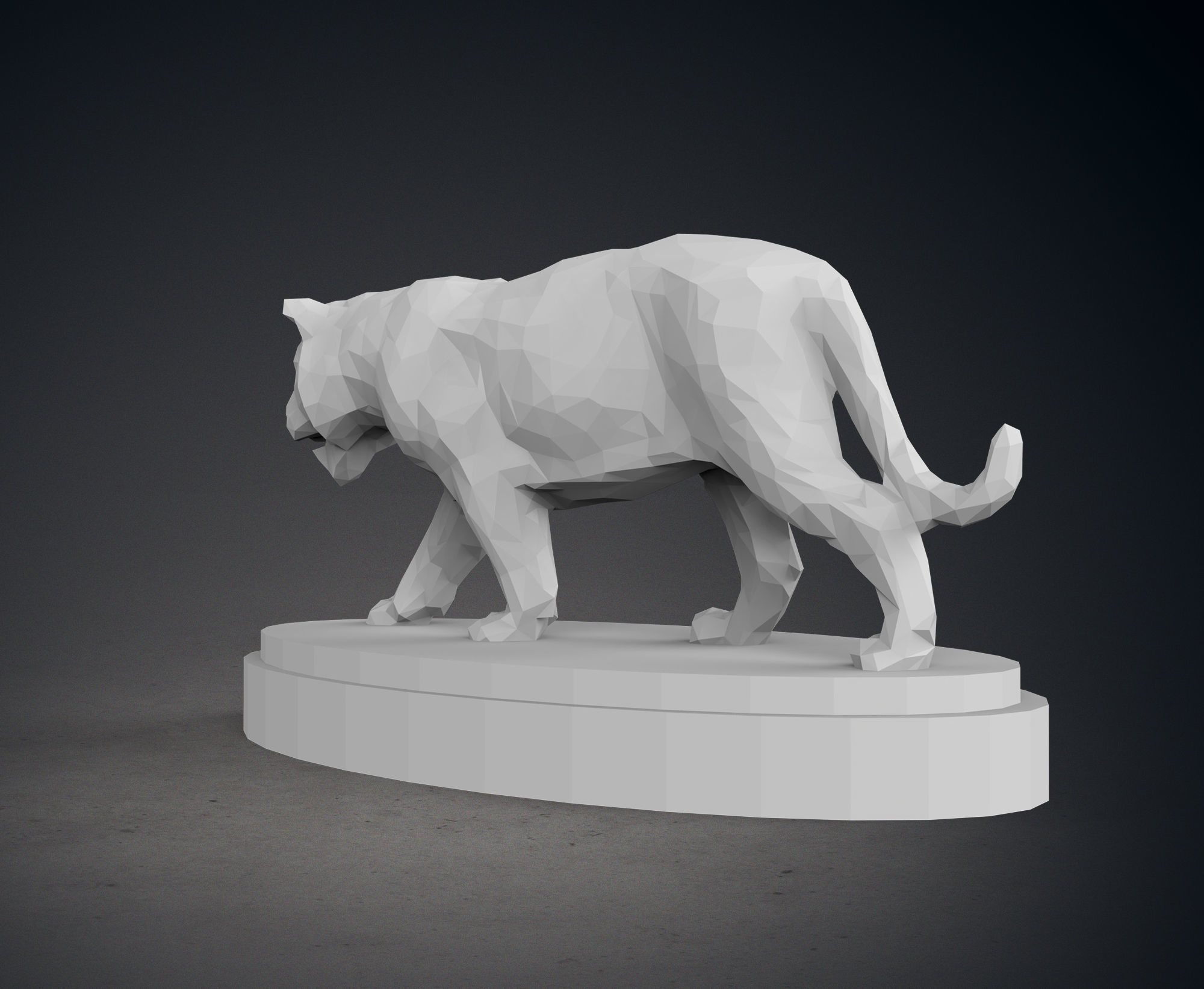 Low Poly Tiger Statue 3D print model_6