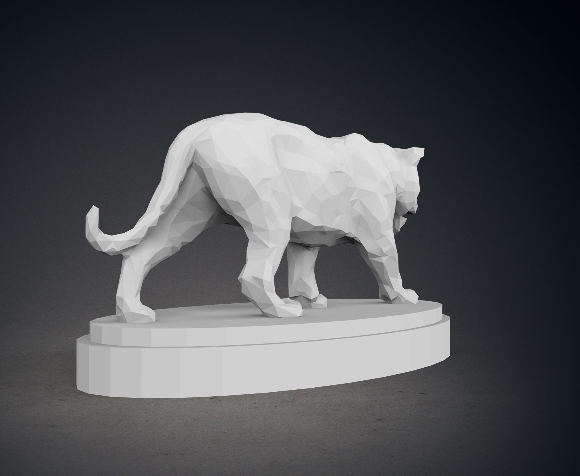 Low Poly Tiger Statue 3D print model_8