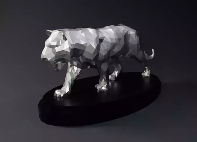 Low Poly Tiger Statue