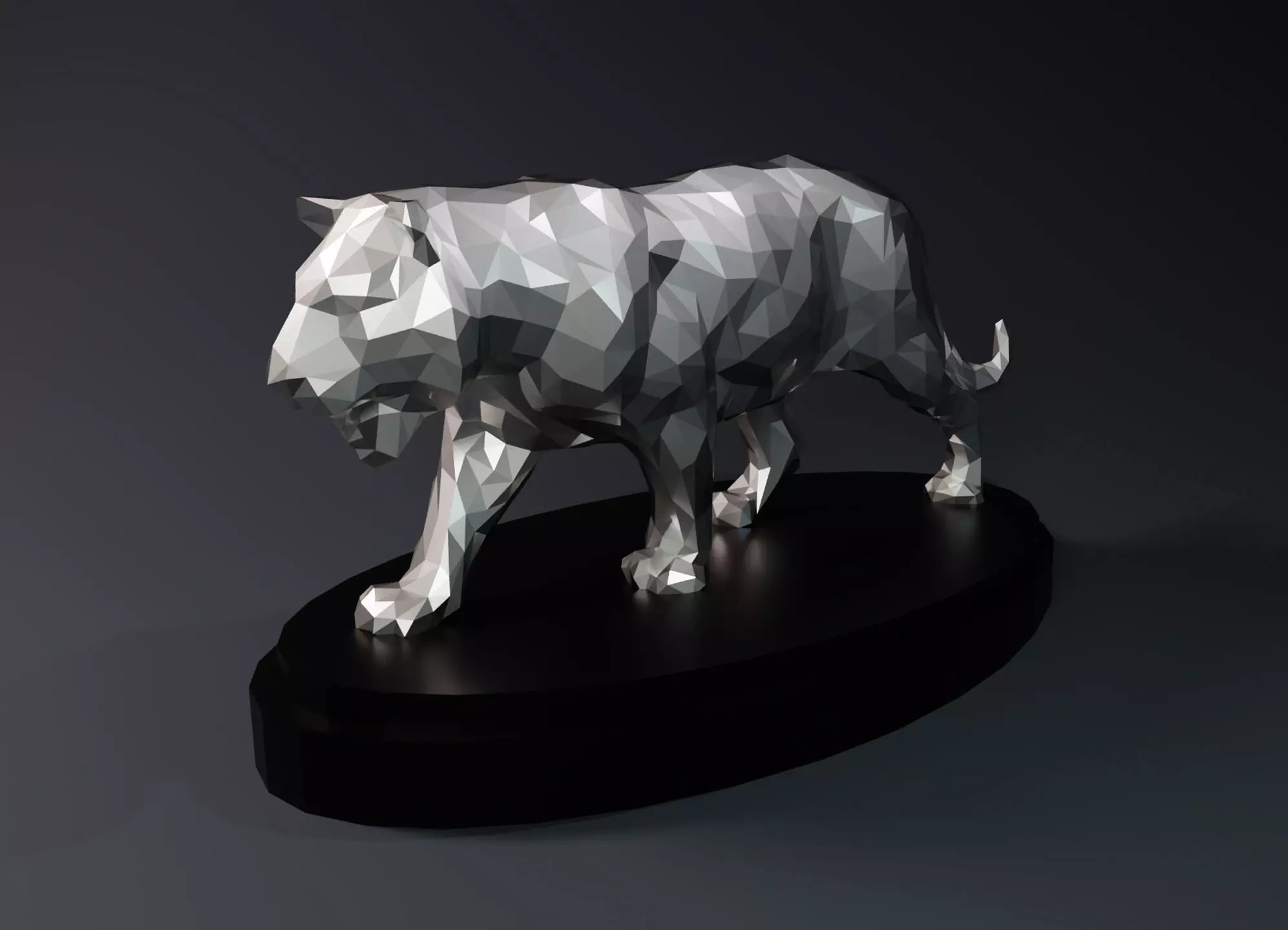 Low Poly Tiger Statue 3D print model_0