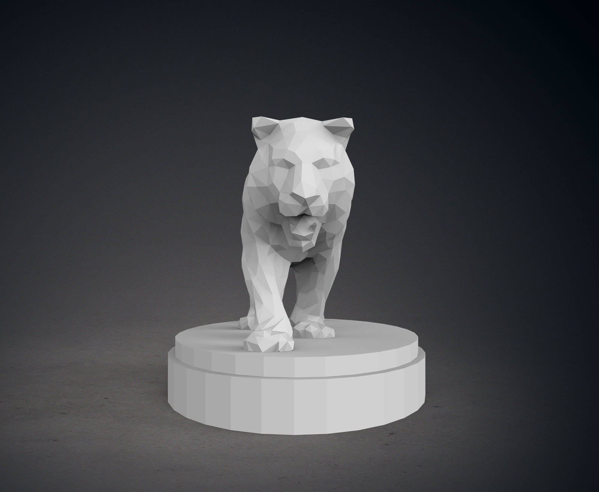 Low Poly Tiger Statue 3D print model_3