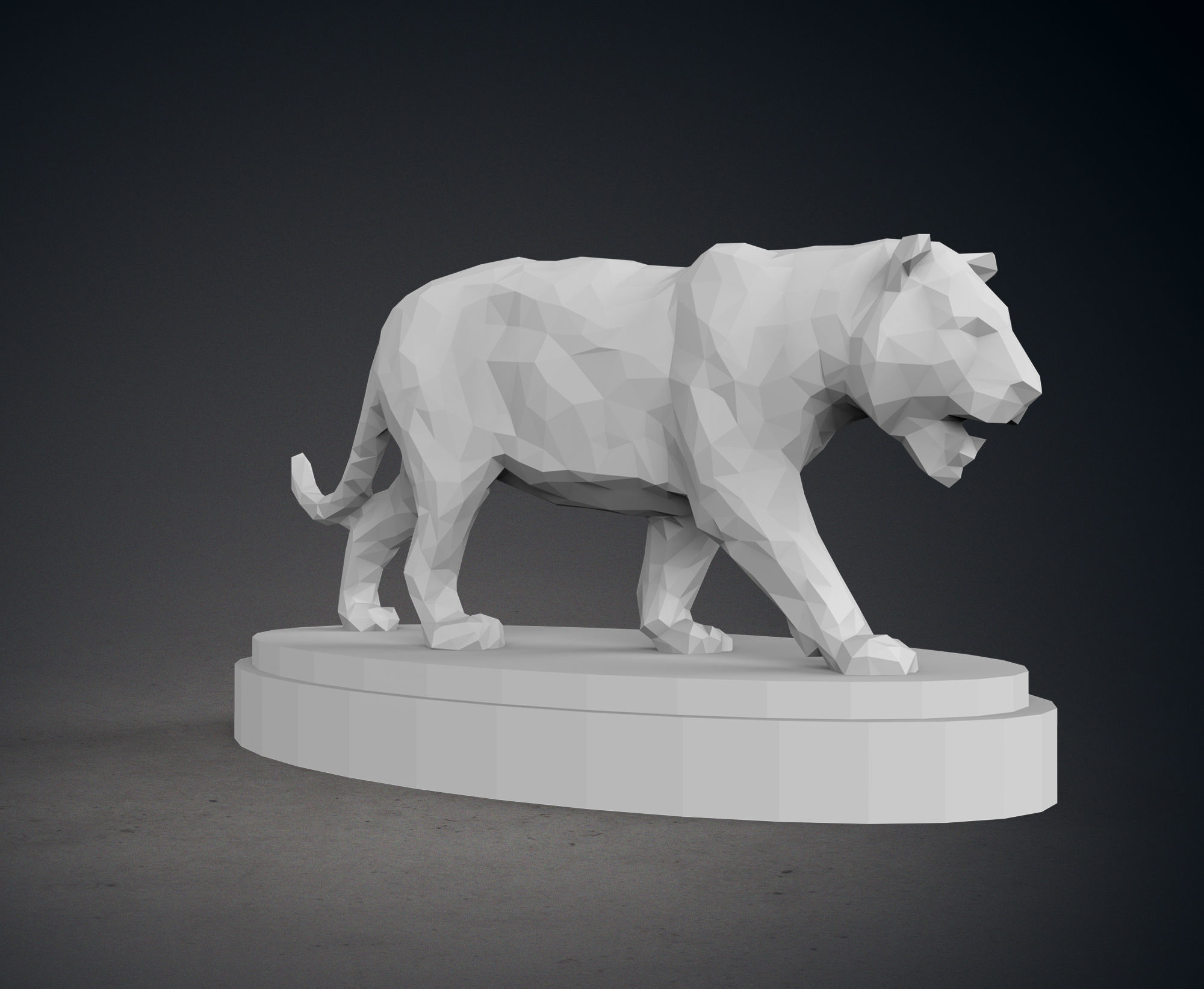 Low Poly Tiger Statue 3D print model_2