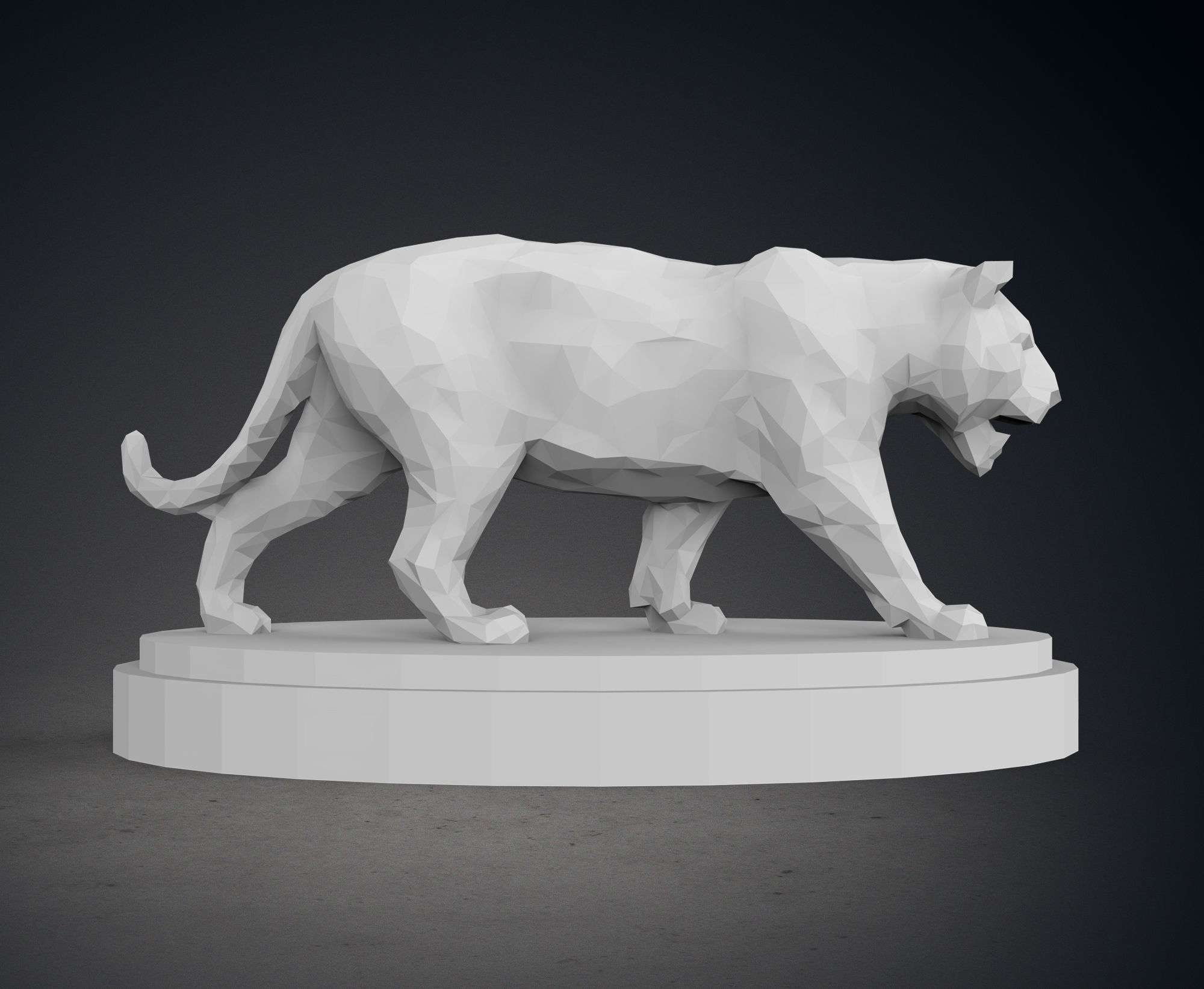 Low Poly Tiger Statue 3D print model_9