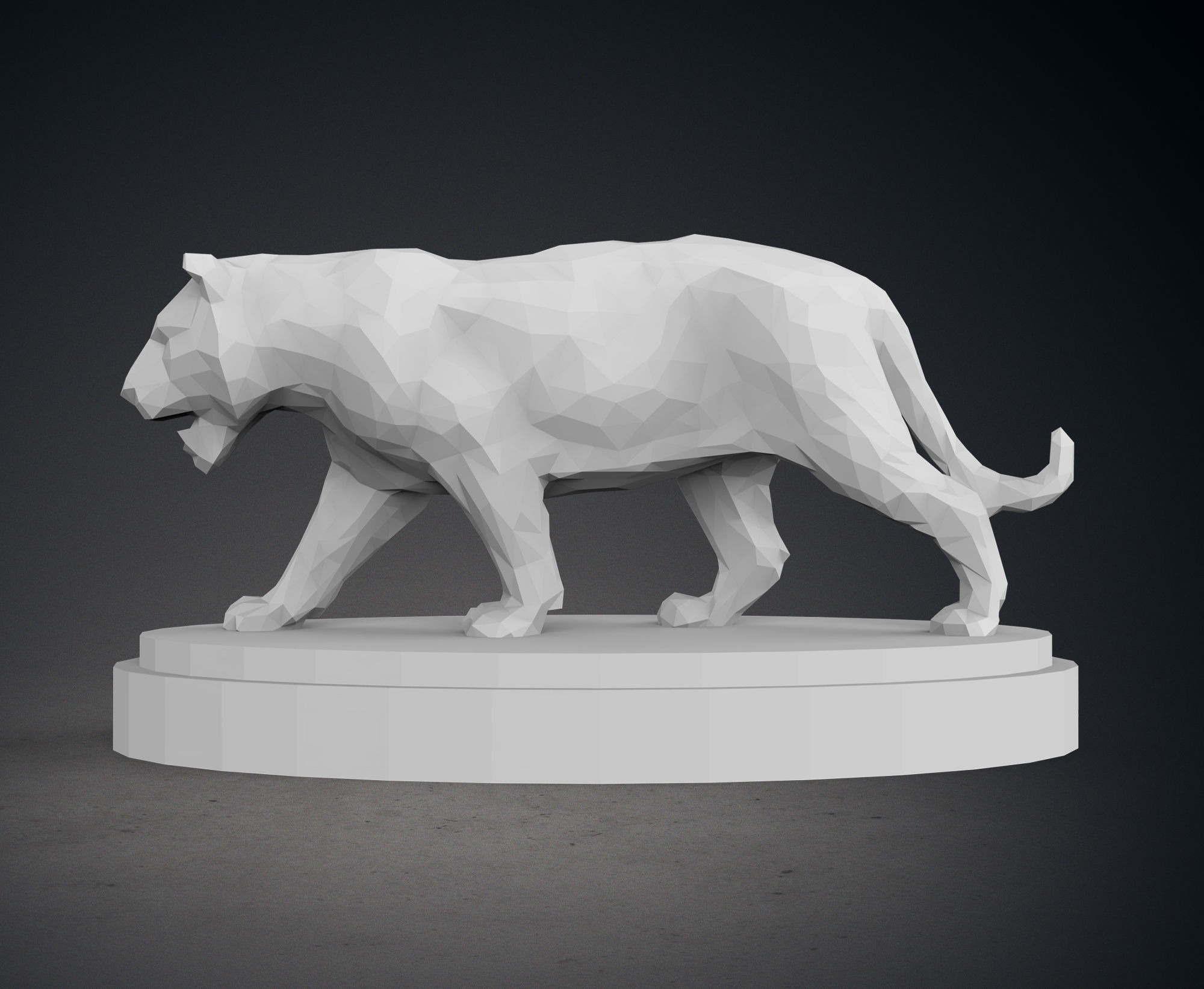 Low Poly Tiger Statue 3D print model_5