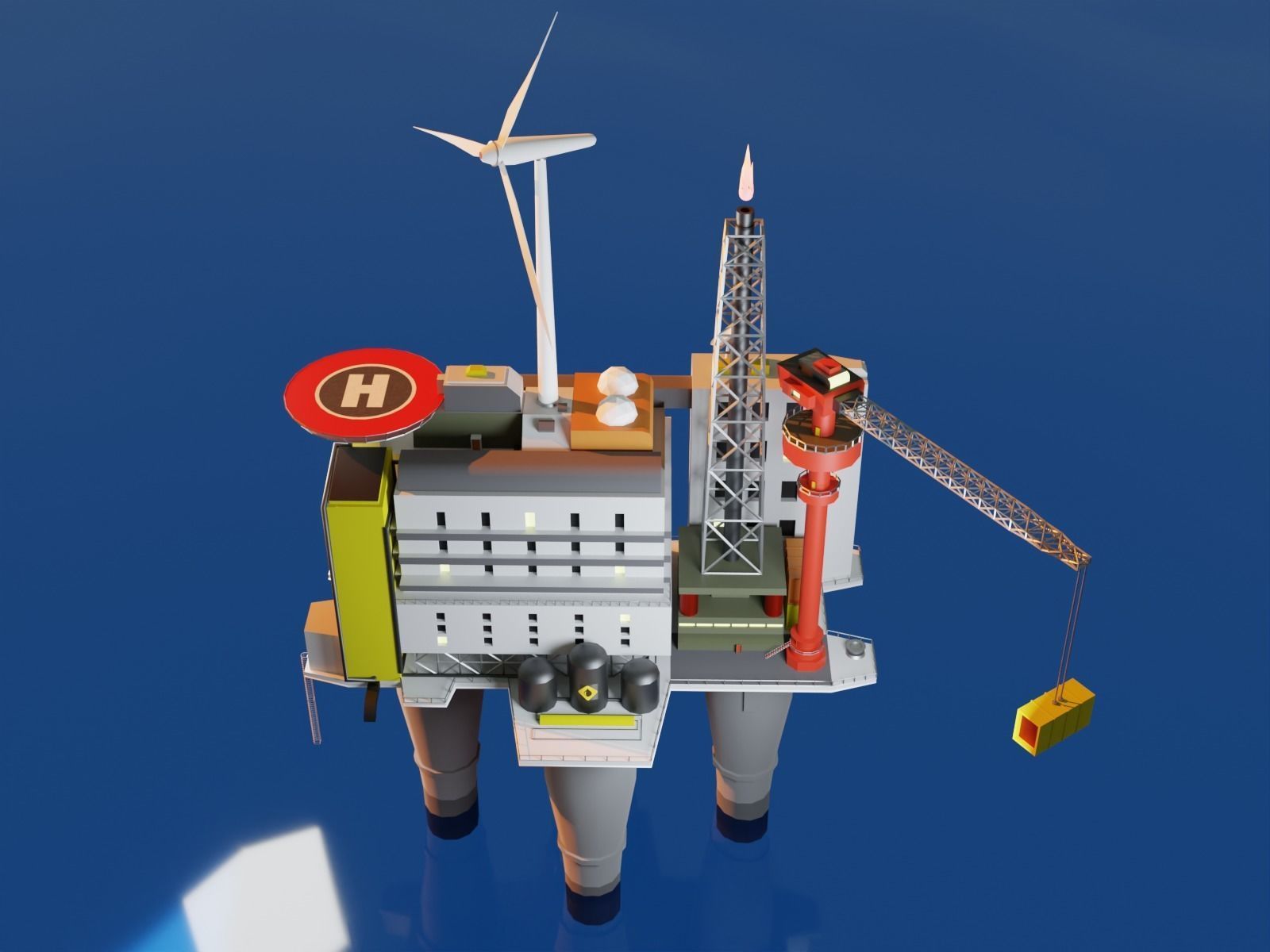 Oil Platform Low-poly 3D model_1