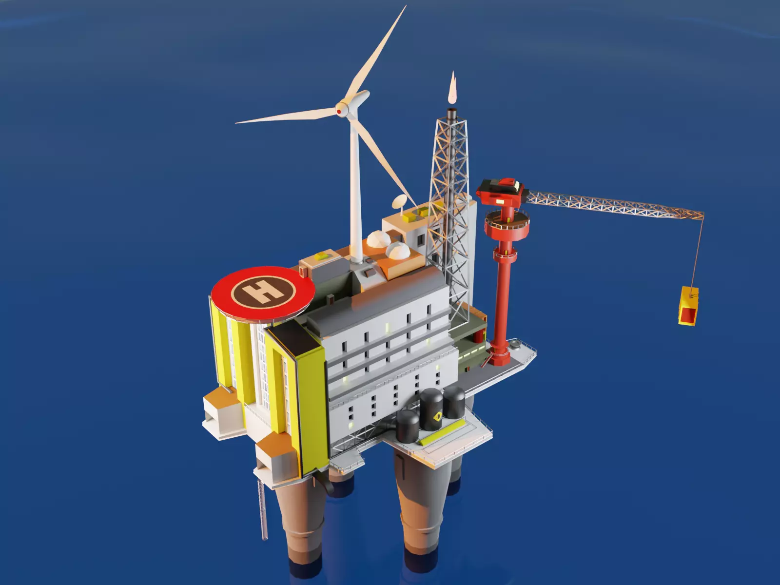 Oil Platform Low-poly 3D model_0