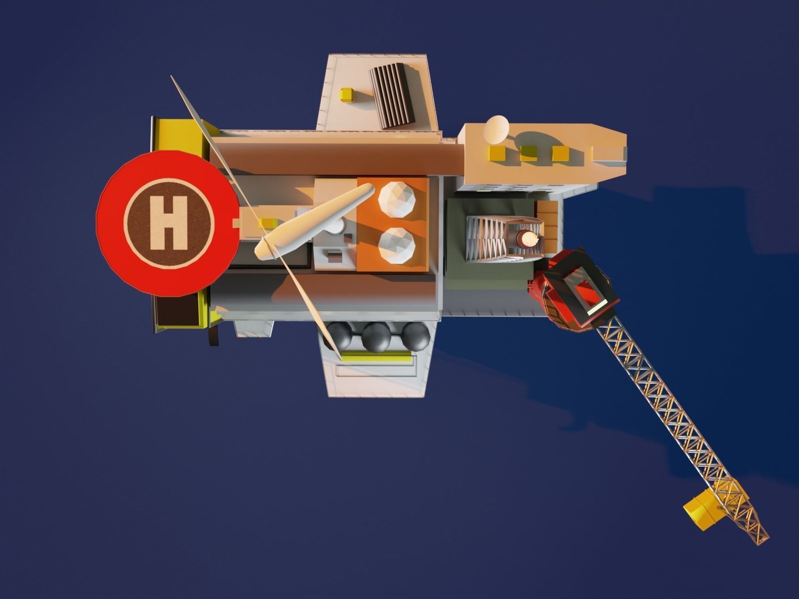 Oil Platform Low-poly 3D model_5