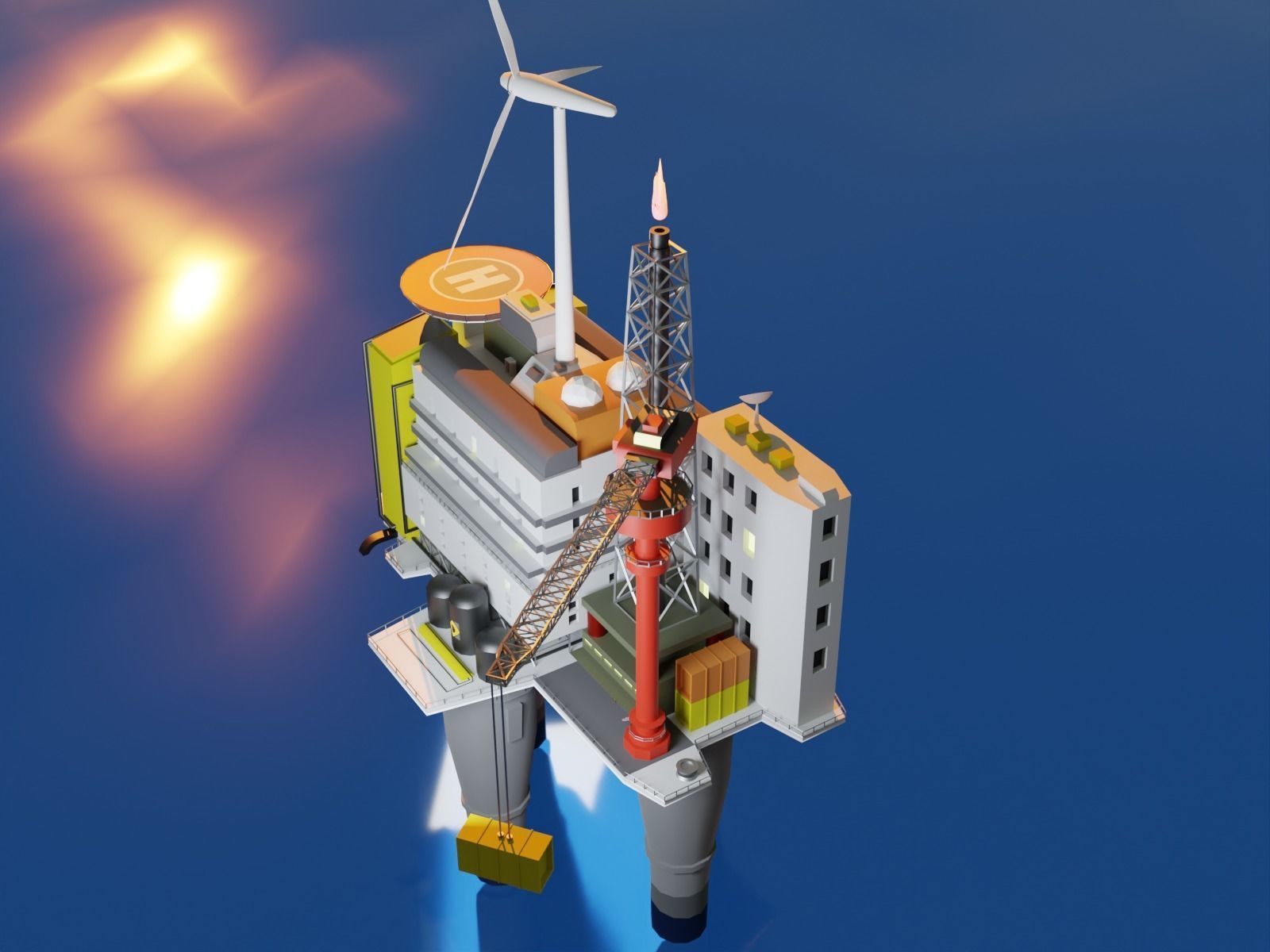 Oil Platform Low-poly 3D model_2