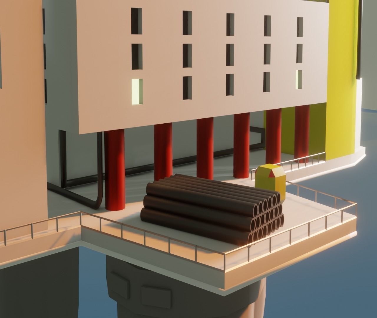 Oil Platform Low-poly 3D model_10