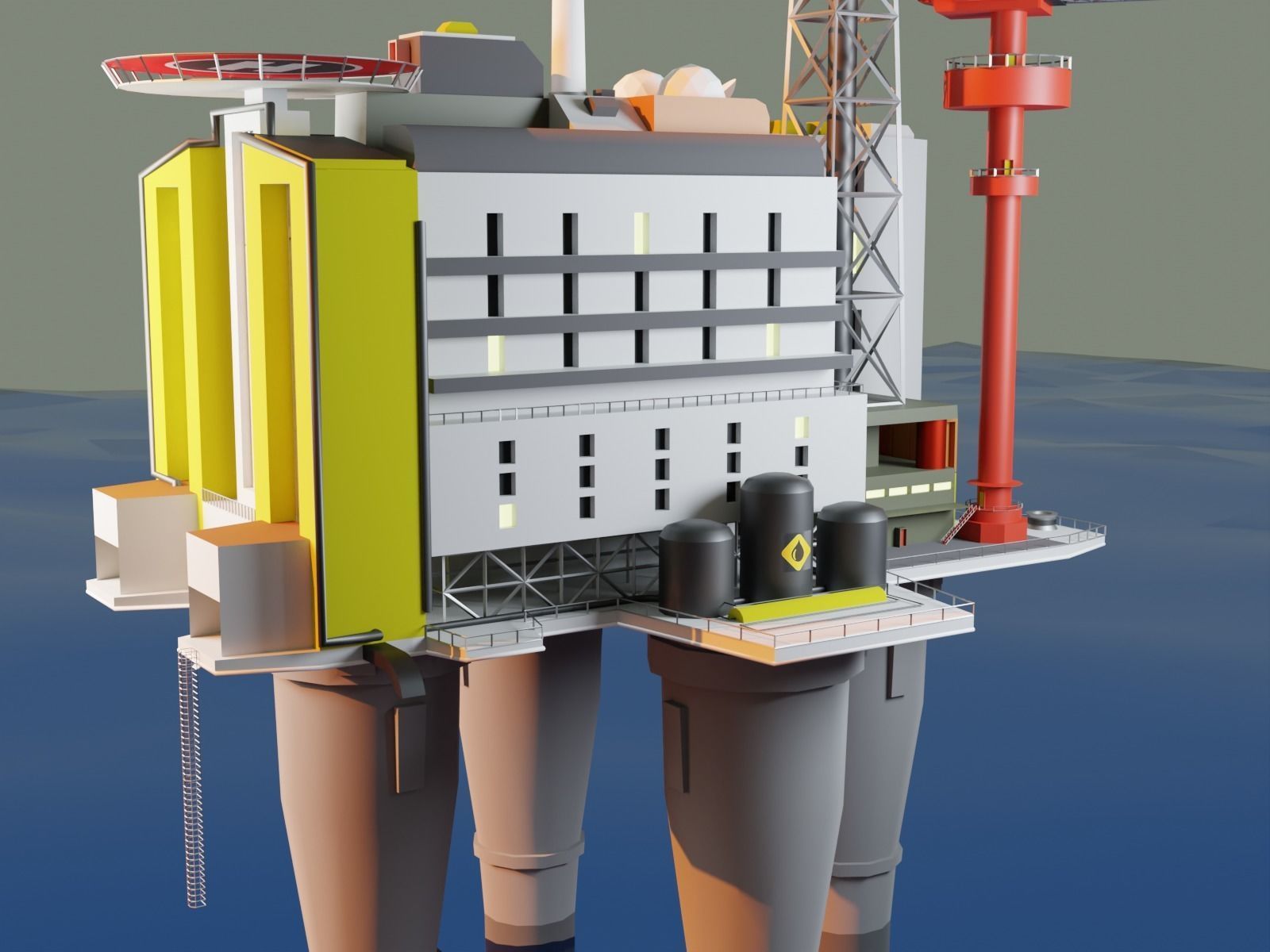 Oil Platform Low-poly 3D model_4