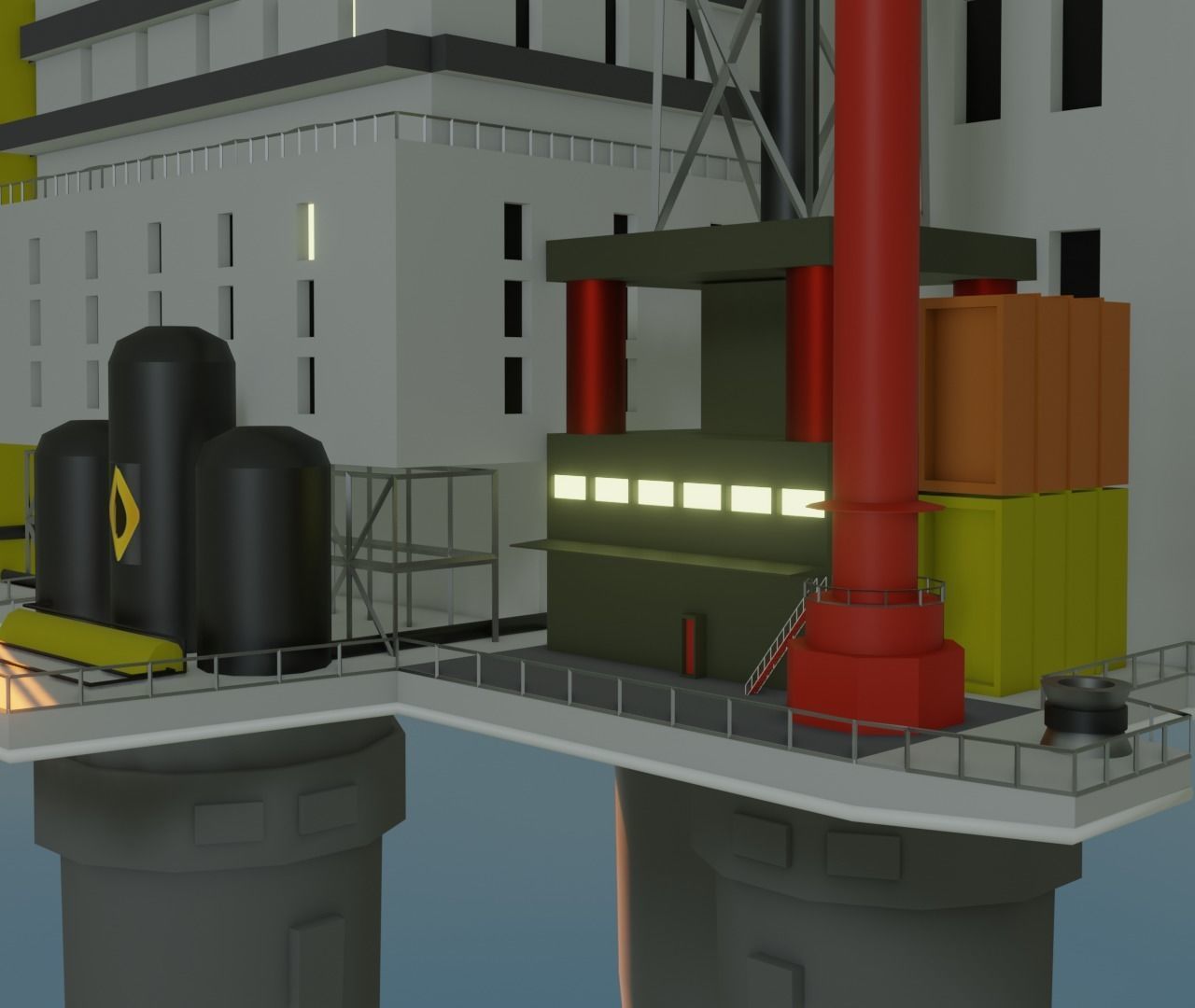 Oil Platform Low-poly 3D model_8