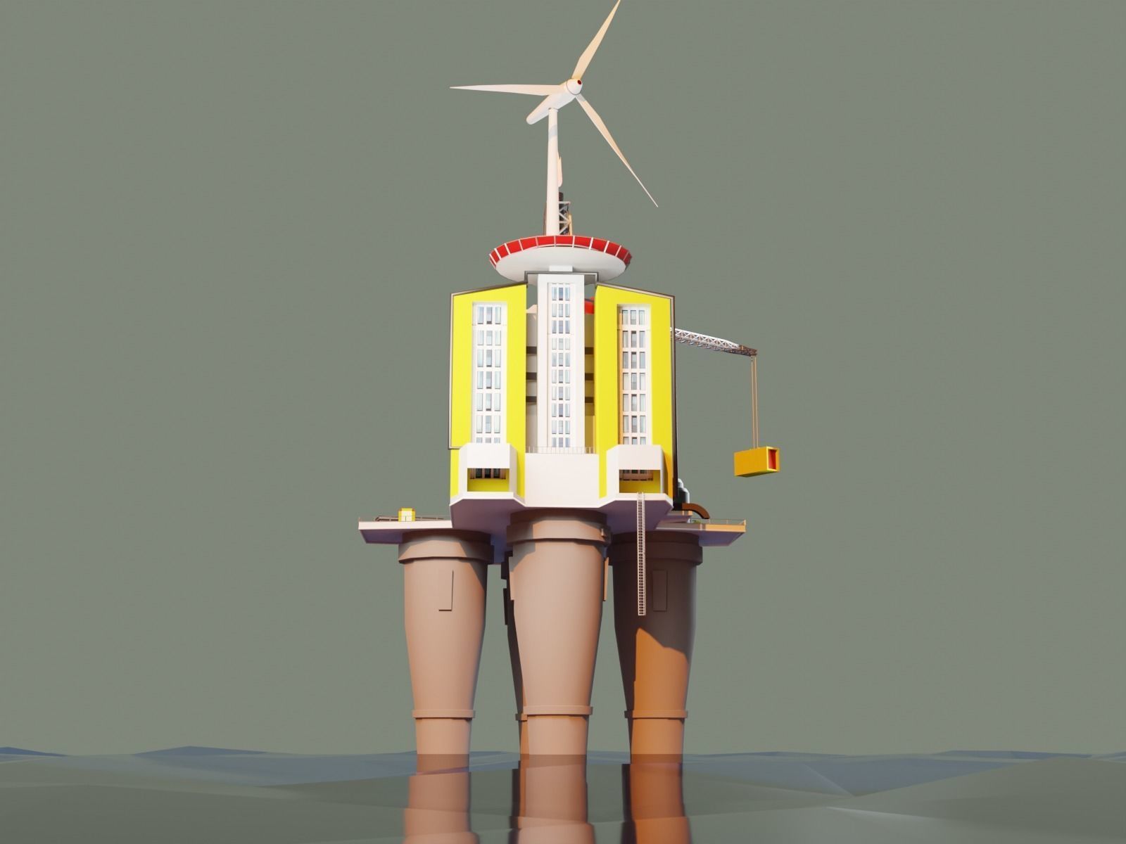 Oil Platform Low-poly 3D model_7