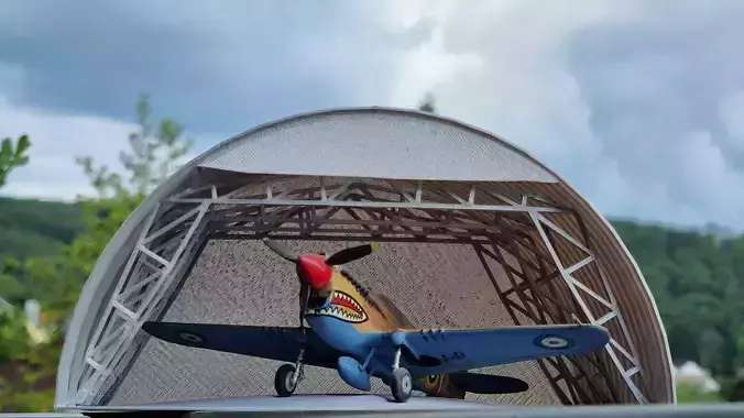 Hangar for Field simple with corrugated sheet iron 3D model