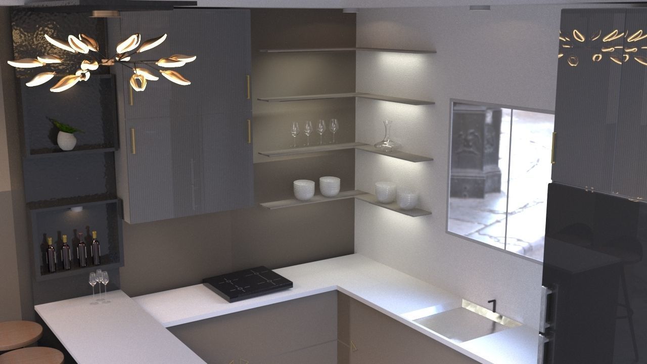 minimalist dining room design 3D model_13