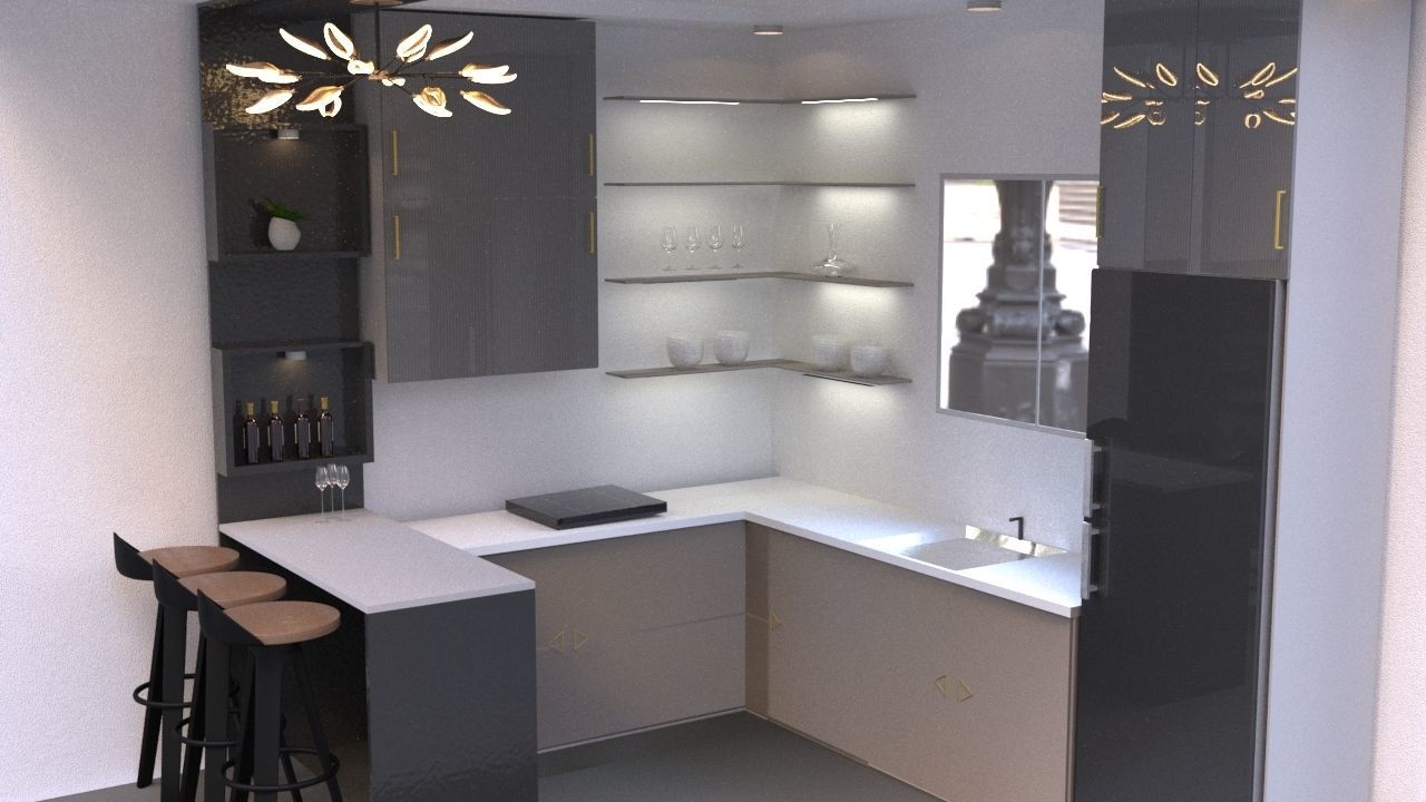 minimalist dining room design 3D model_15