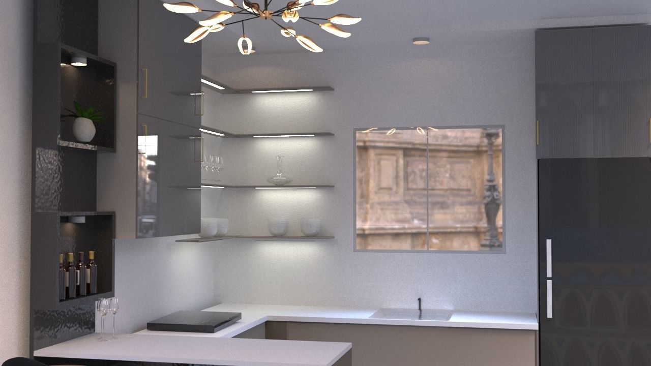 minimalist dining room design 3D model_12