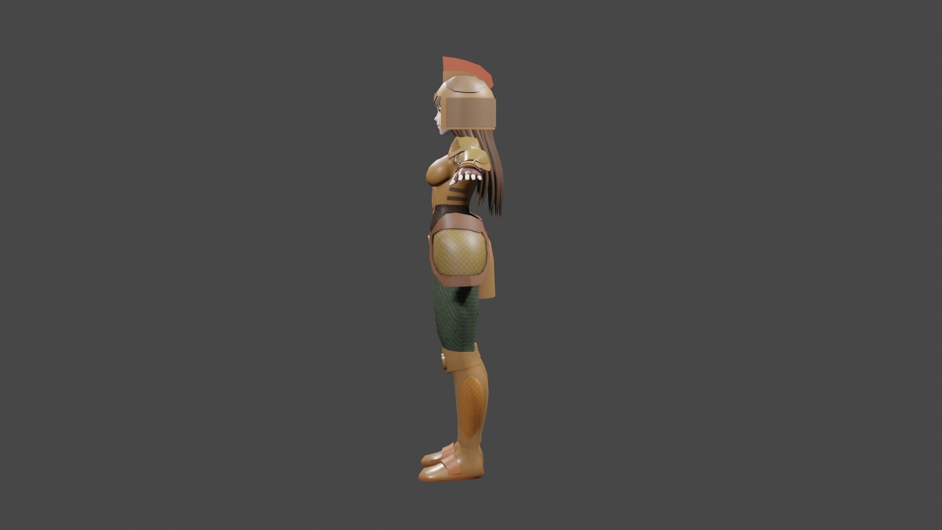 Female Warrior Low-poly 3D model_1