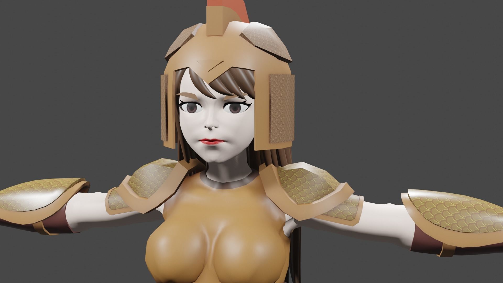 Female Warrior Low-poly 3D model_3