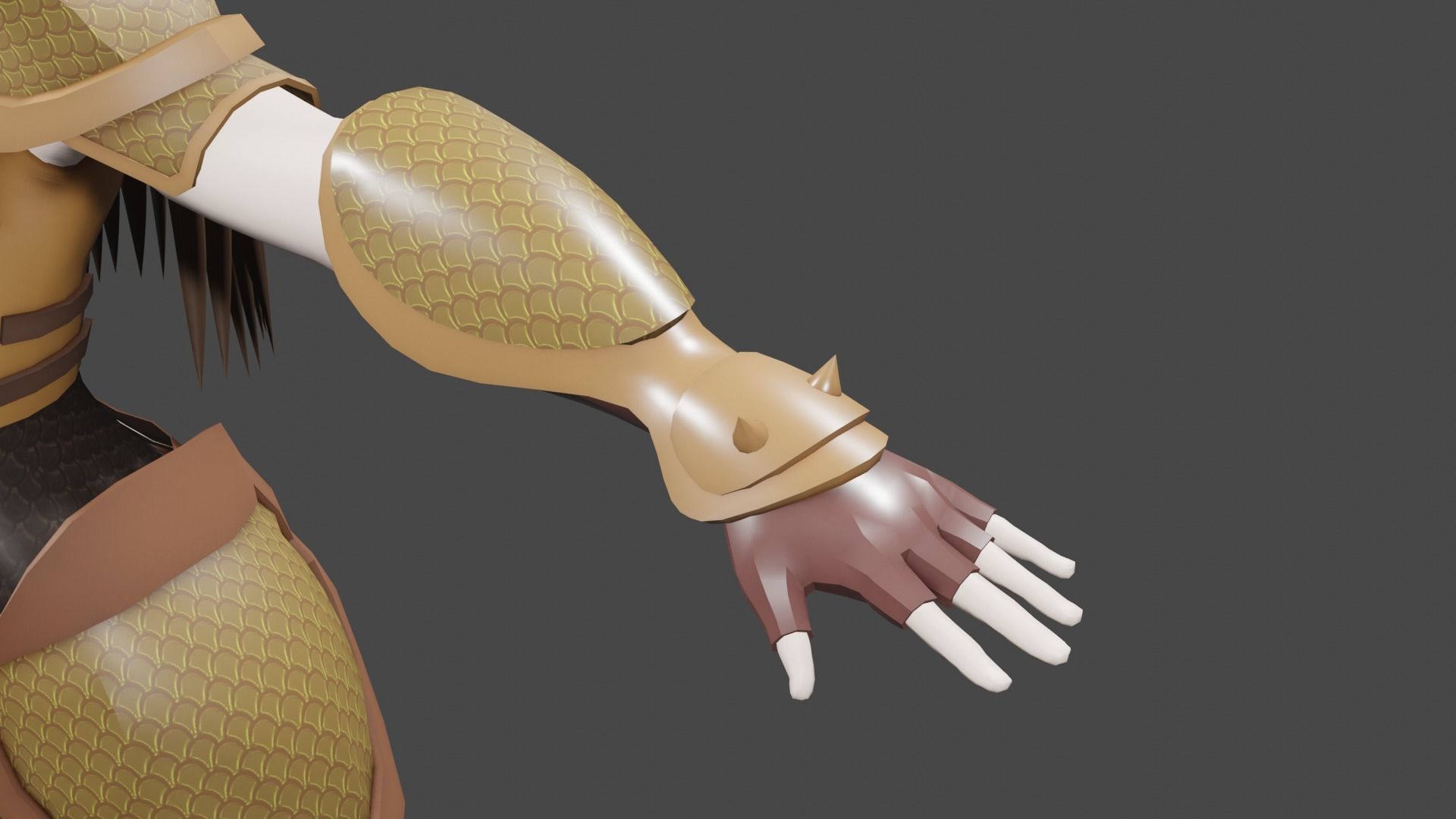 Female Warrior Low-poly 3D model_6