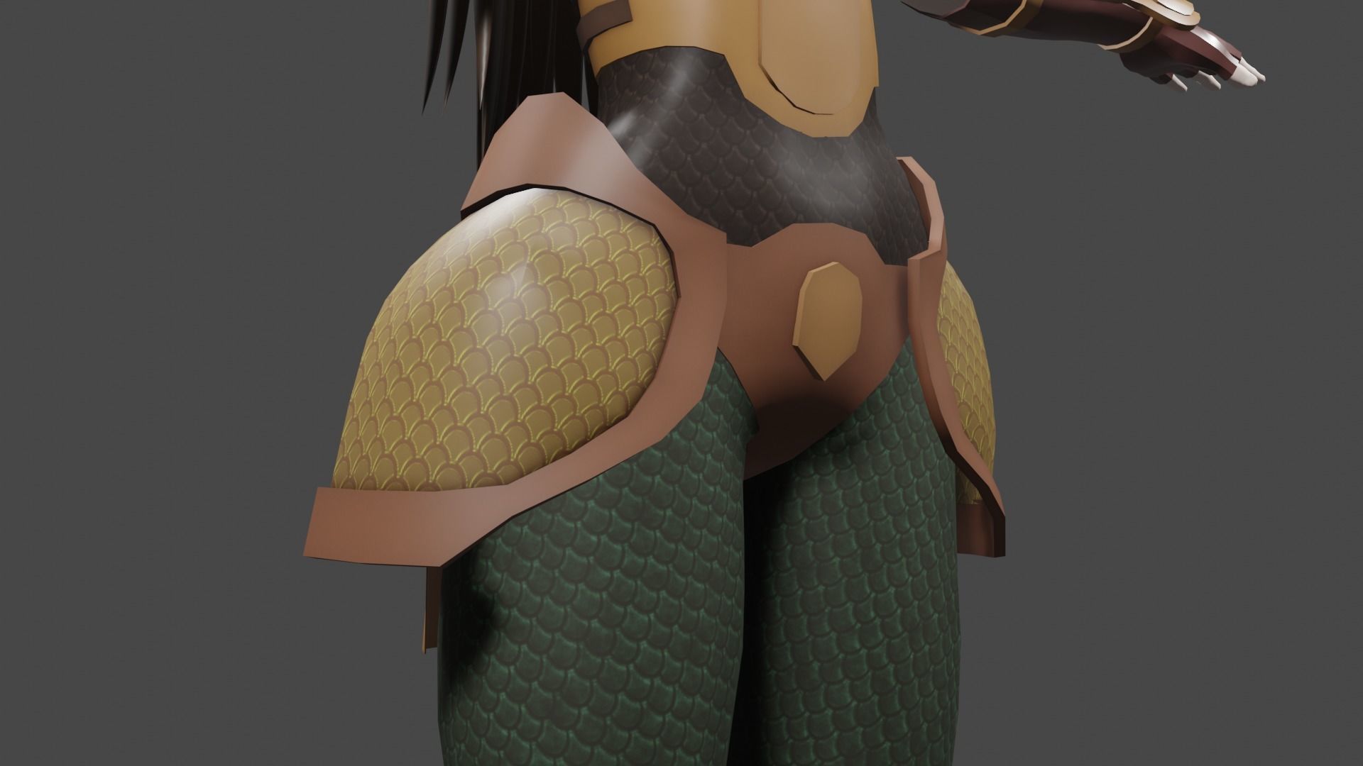 Female Warrior Low-poly 3D model_5