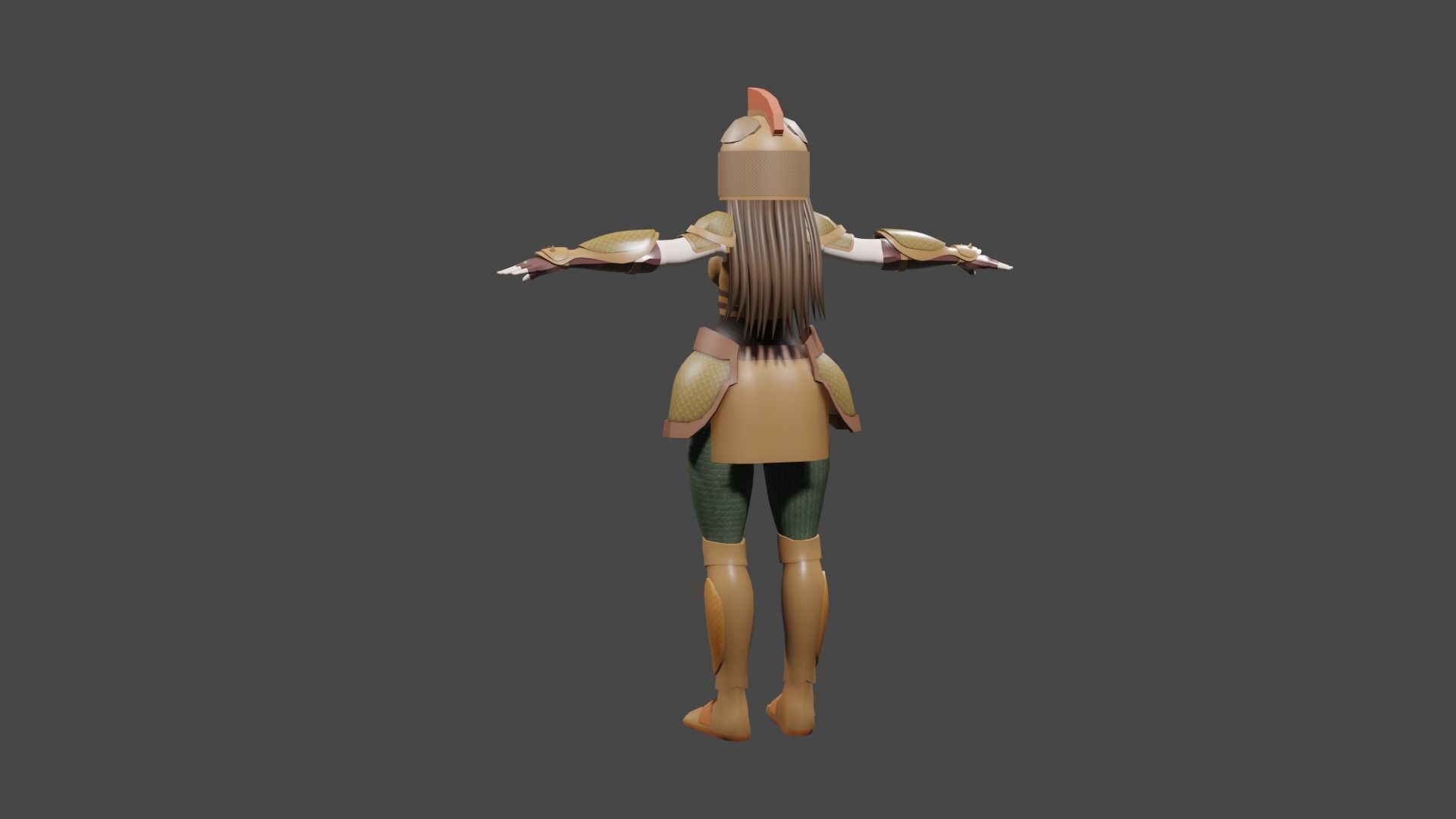 Female Warrior Low-poly 3D model_2