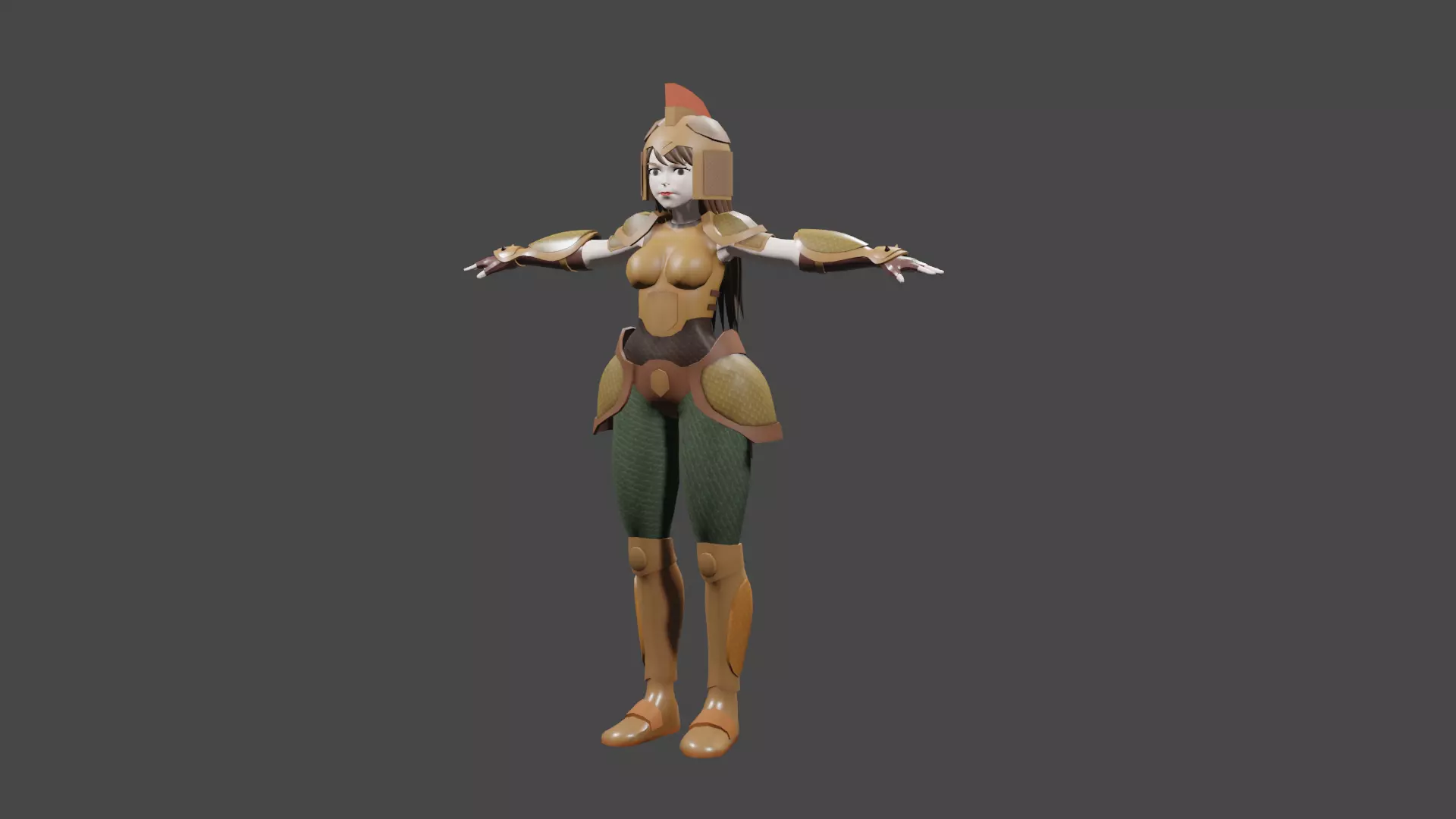 Female Warrior Low-poly 3D model_0