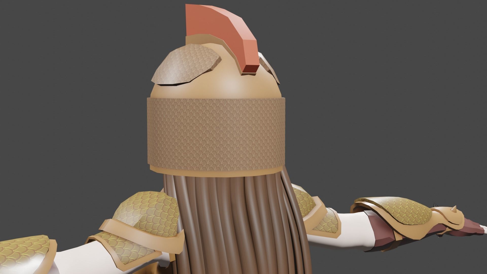 Female Warrior Low-poly 3D model_4