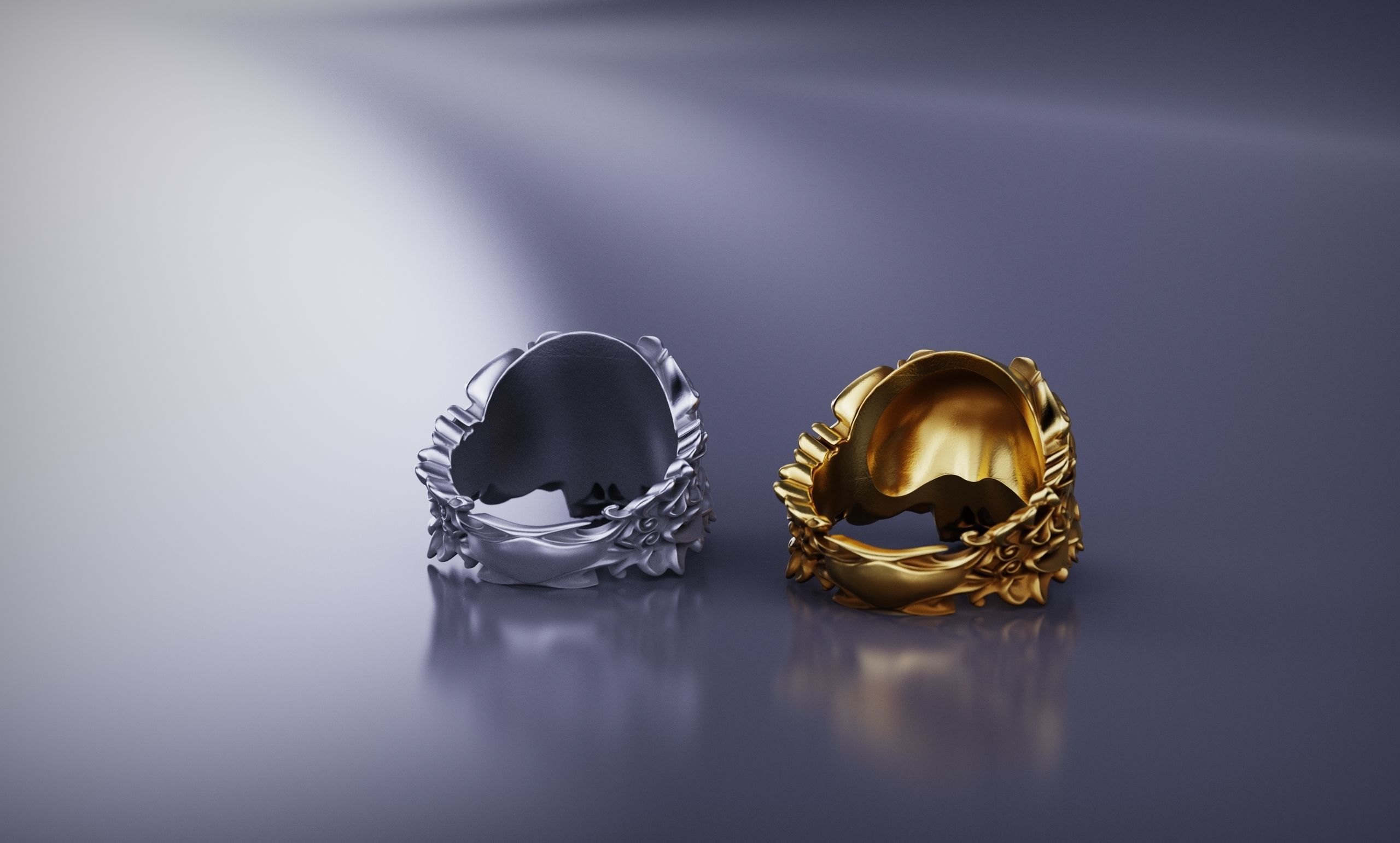 Ornated Skull Ring Printable and Castable 3D print model_2