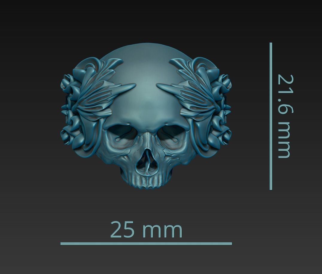 Ornated Skull Ring Printable and Castable 3D print model_18