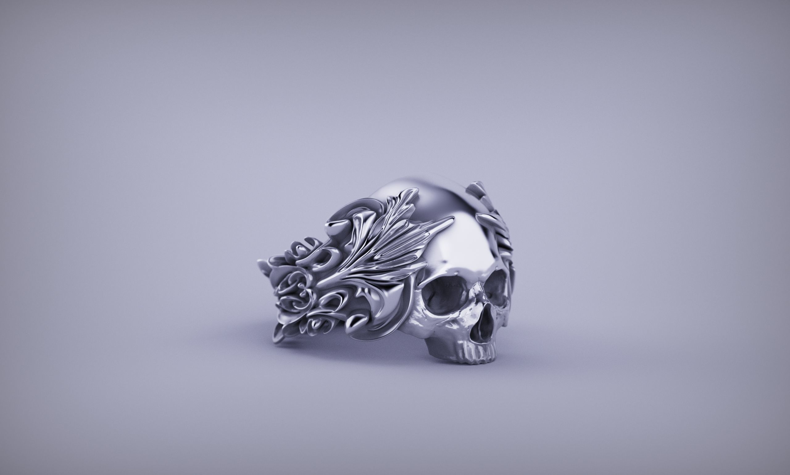Ornated Skull Ring Printable and Castable 3D print model_4
